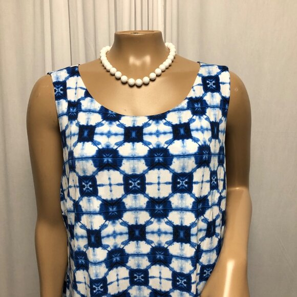 Rafaella Maxi Dress Womens Size Large Blue White Sleeveless Layered Stretchy - Picture 2 of 7